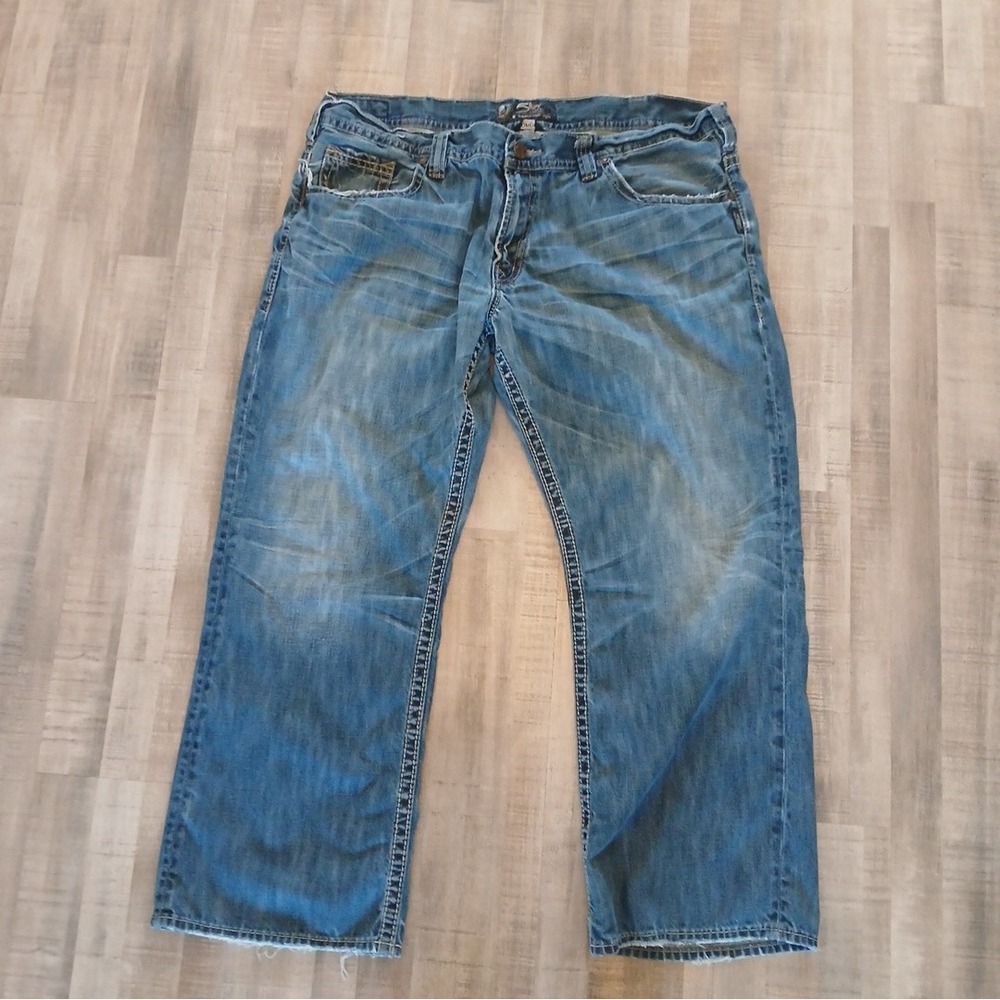 Mens Silver Jeans Co. Gordie Flap Loose Straight Fit 42x30 Whiskers Soft Denim